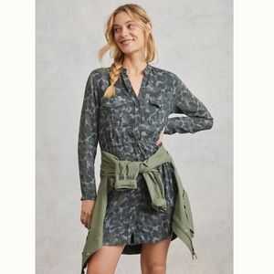 New! Anthropologie Cloth & Stone Nina Camo Print Mini Shirtdress Tunic Dress NWT